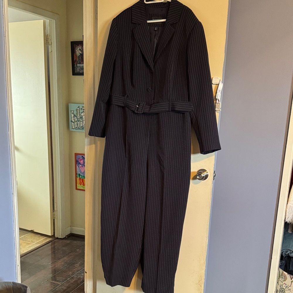 Eloquii Navy Pinstripe Pantsuit